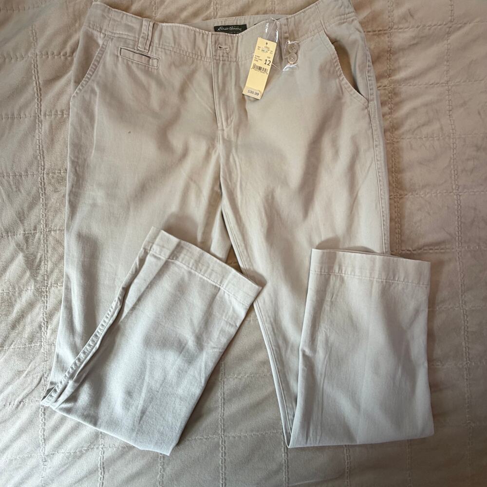 Eddie Bauer Mercer Roll Chino Pants Stone Beige Size 12 NWT